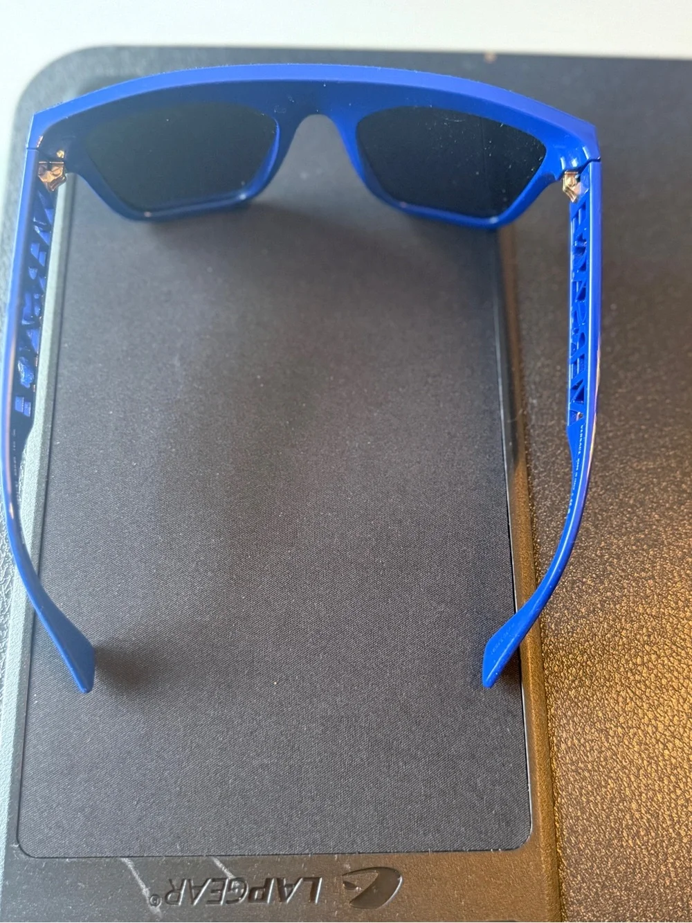 Authentic Versace Thick Frame Blue Sunglasses Cut-Out Lettering